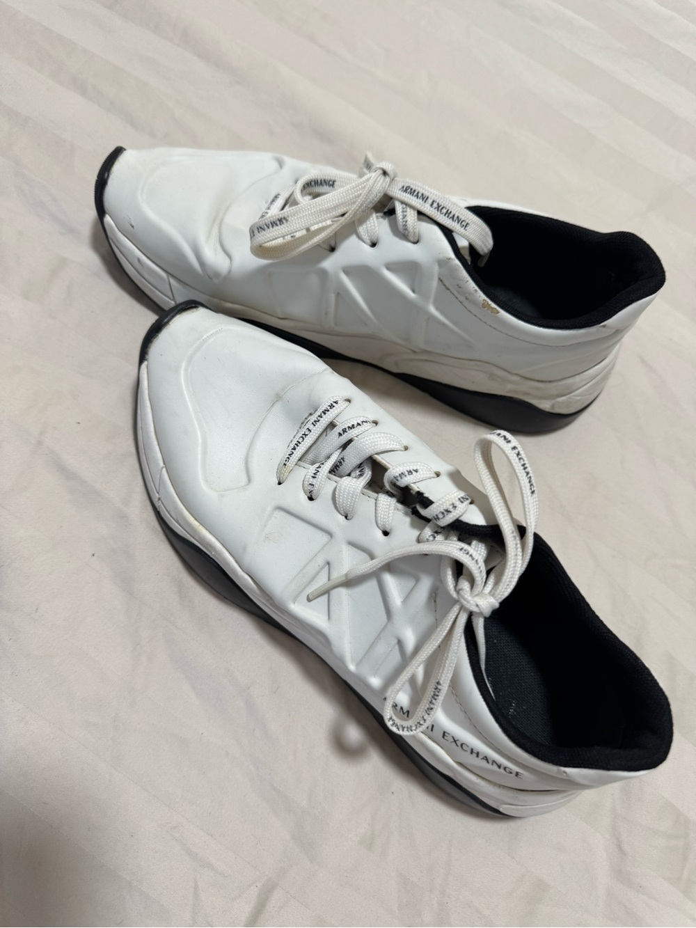 Armani Exchange White and Black Low-Top Sneakers